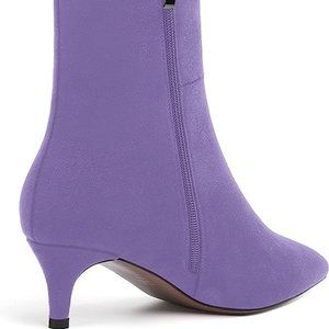 ROSERWISH Womens Boots Pointed Toe Side Zipper Suede Kitten heel 6